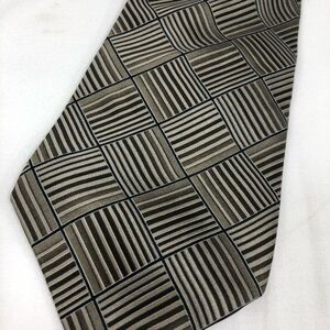 Arrow Neck Tie Necktie Black Gray Tan 100% Silk